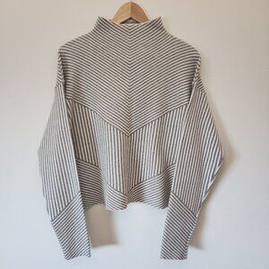 Rachel Zoe Mock Neck Women Sweater Knit Striped Brown Size L Casual Business NWT